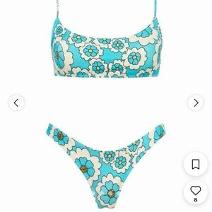 Triangl Swimwear Floral Bikini in Blue and White